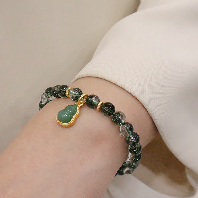 Bransoletka Buddha Stones Natural Green Phantom Confidence Gourd Budda Charm