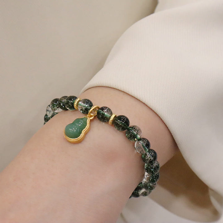 Bransoletka Buddha Stones Natural Green Phantom Confidence Gourd Budda Charm
