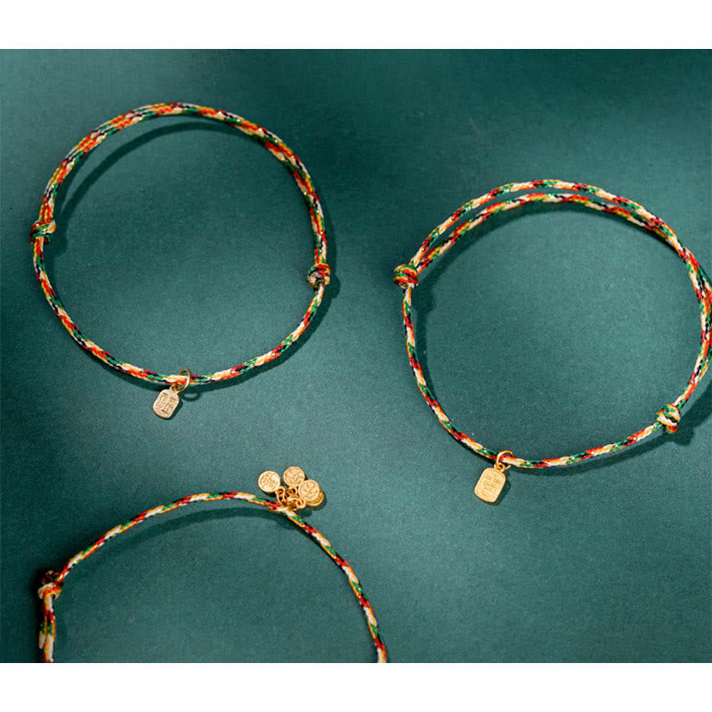 Buddha Stones Pomyślny Fu Charakter Pokój I Radość Szczęście Ręcznie Robione Wielokolorowe Dziecko Dorosły Bransoletka