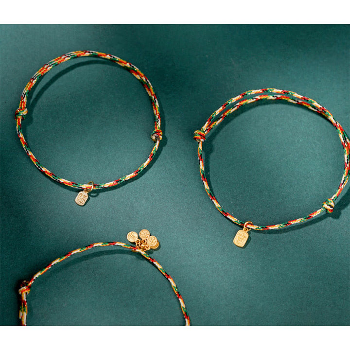 Buddha Stones Pomyślny Fu Charakter Pokój I Radość Szczęście Ręcznie Robione Wielokolorowe Dziecko Dorosły Bransoletka