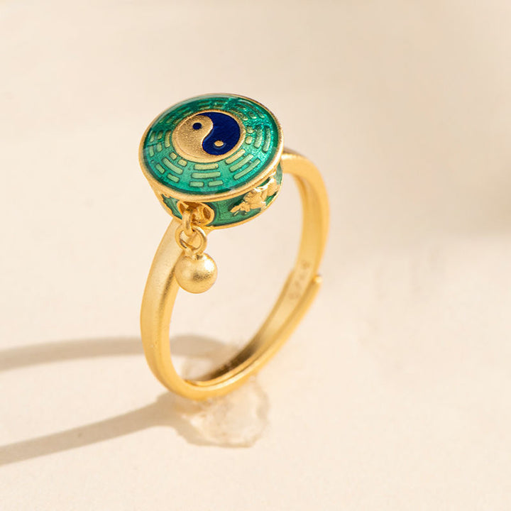 Yin Yang Miedziany Pierścień Szczęścia Bogactwa Obrotowy