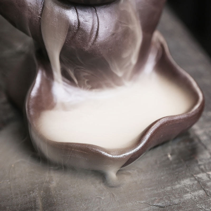 Buddha Stones Halloween Czaszka Z Dłonią Ducha Fioletowa Glina Duchowy Kadzielnica Dekoracja