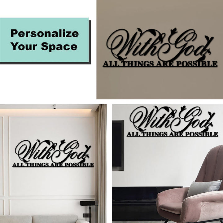 Z Bogiem wszystko jest możliwe metalowy znak ścienny