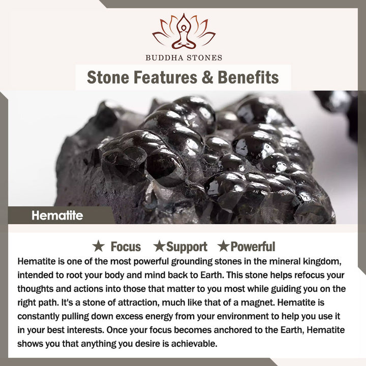 Bransoletka ochronna z hematytu z Buddha Stones 12 konstelacji zodiaku