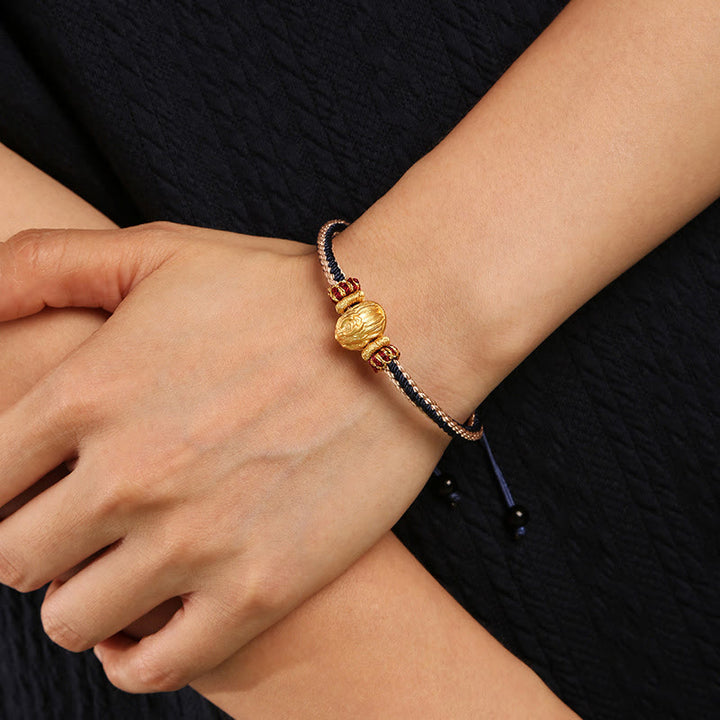 Buddha Stones 925 Srebro Sterlingowe Baby Dragon Szczęście Siła Ręcznie Pleciona Bransoletka