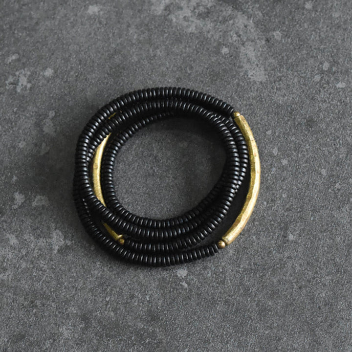 Bransoletka Buddha Stones Ebony Wood Copper Balance Multilayered