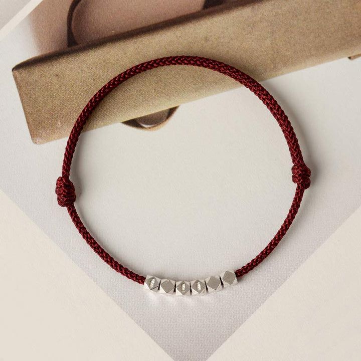 Bransoletka Buddha Stones 925 Srebro Sterling Czerwony Sznurek Warkocz Anklet
