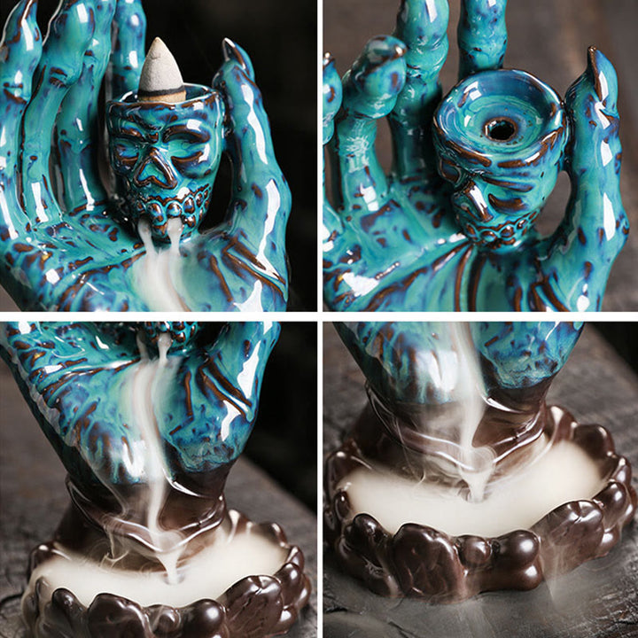 Buddha Stones Halloween Duch Ręka Czaszka Głowa Ceramiczny Pokój Uzdrawiający Kadzidło Palnik Dekoracja