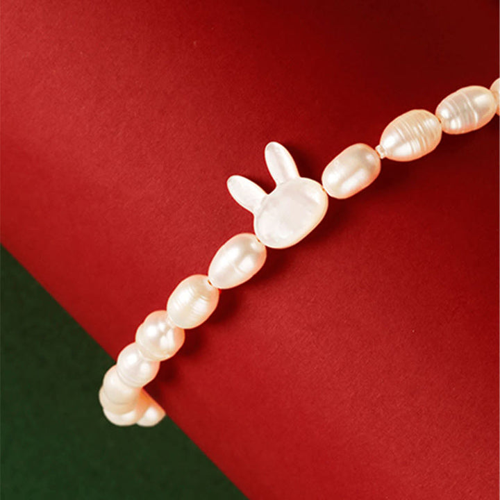 Bransoletka Buddha Stones Natural Pearl Cute Rabbit Sincerity