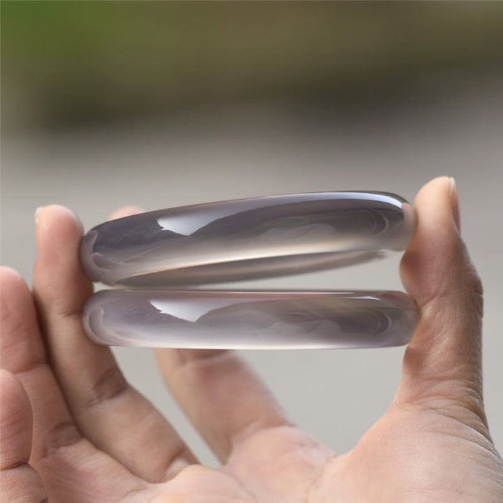 Bransoletka Buddha Stones Naturalny Szary Chalcedon Harmonia Bangle