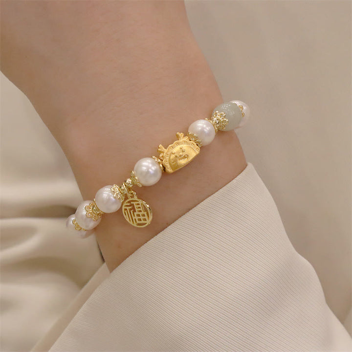 Buddha Stones Rok Smoka Czerwony Agat Kwarc Truskawkowy Czarny Obsydian Jadeit Granat Perła Cynober Pierożek Smok Szczęście Fu Bransoletka - image 29