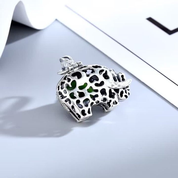 925 Srebro Sterlingowe Hetian Cyan Jade Naszyjnik Słoń Sukces Wisiorek