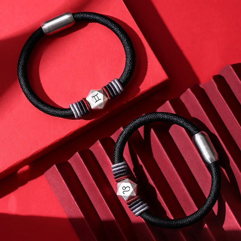 Buddha Stones 999 Srebro Sterling 12 Konstelacji Zodiaku Błogosławieństwo Bransoletka Ręcznie Robiona