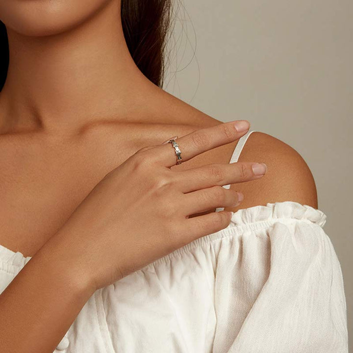 Buddha Stones 925 Srebro Sterling Symbol Hamsa Cyrkon Regulowany Pierścień