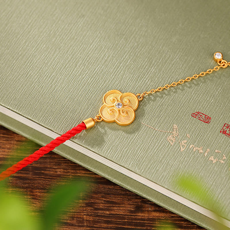 Bransoletka z Buddha Stones 925 Srebro próby 925 Pozłacane Czterolistna Koniczyna Cyrkon Szczęścia