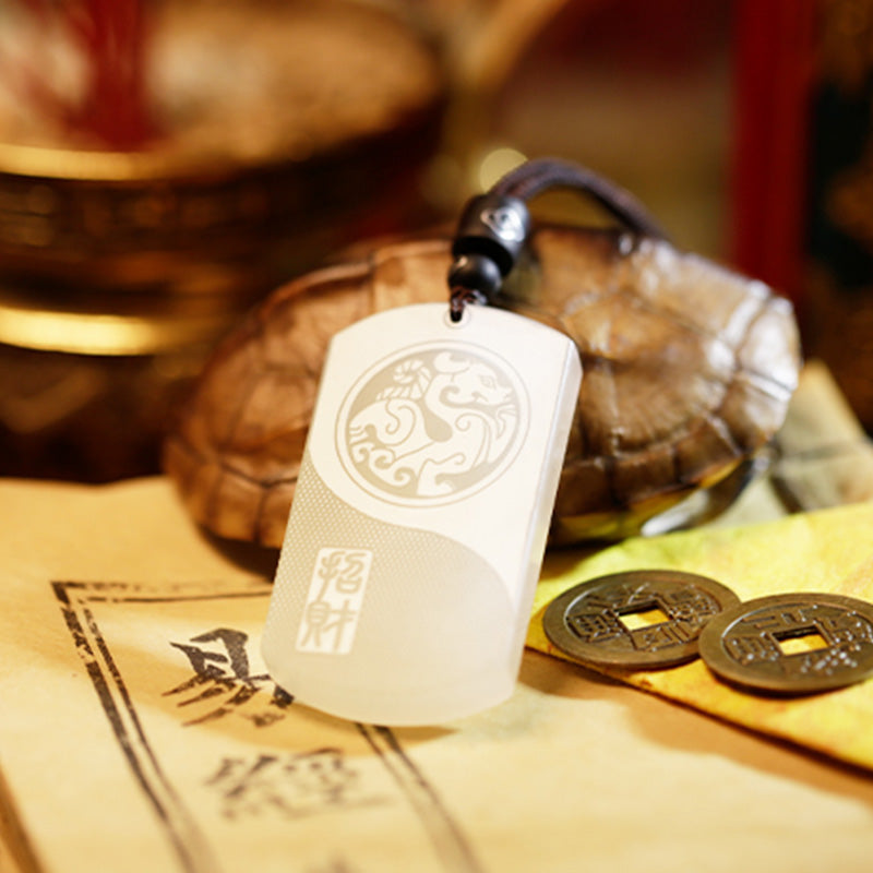 Biały Jadeit PiXiu Yin Yang Szczęście Ochrona Naszyjnik Wisiorek - image 5