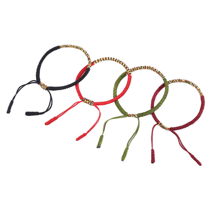 Buddha Stones Tybetańskie Ręcznie Robione Wielokolorowe King Kong Węzeł Szczęścia Siła Bransoletka Pleciona