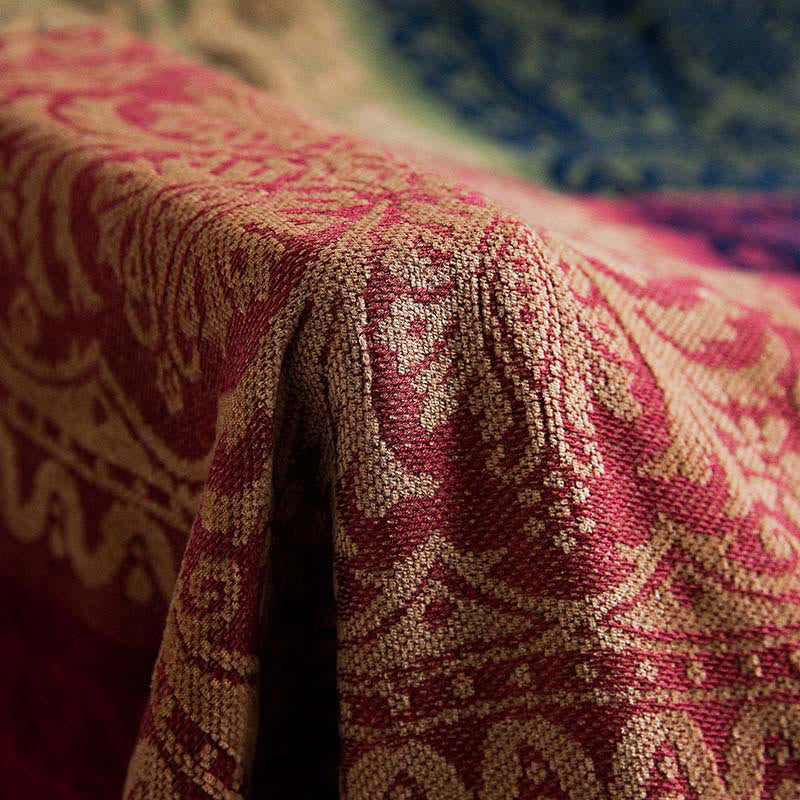 Buddha Stones Tybetański Kwiatowy Wzór Ręcznie Farbowany Koc Rzemieślniczy