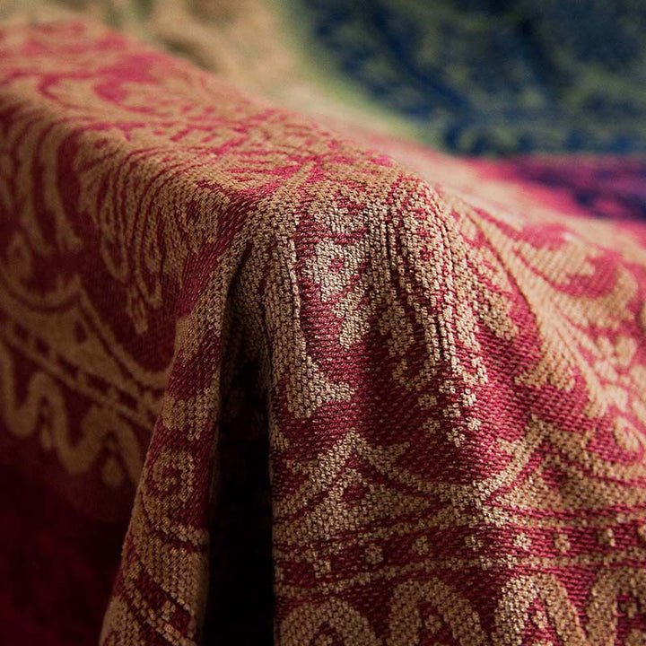 Buddha Stones Tybetański Kwiatowy Wzór Ręcznie Farbowany Koc Rzemieślniczy