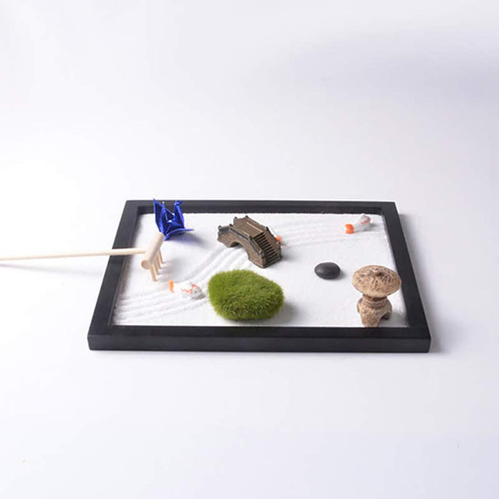 Buddha Stones Ryby Koi Mały Most Trawa Krajobraz Pokój Medytacja Zen Dekoracja Ogrodowa