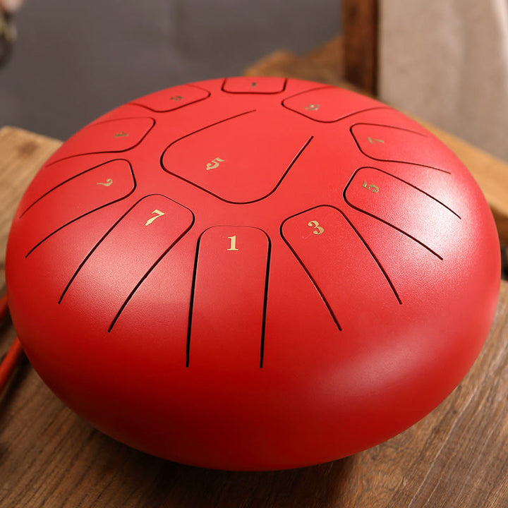 Buddha Stones stalowy językowy Dźwięk uzdrawiający uważność medytacja joga zestaw perkusyjny 11 nut 8 cali - Czerwony - image 7