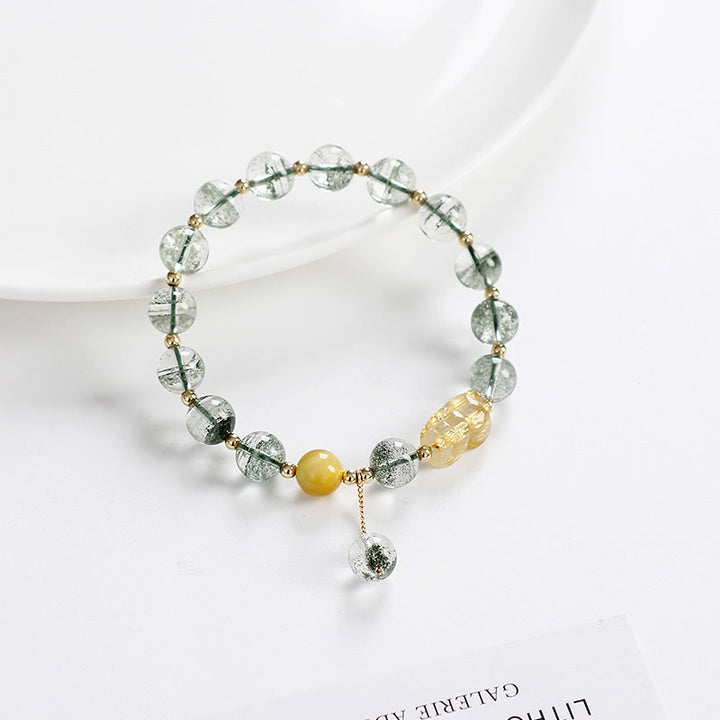 Bransoletka Buddha Stones Green Phantom Citrine PiXiu Confidence
