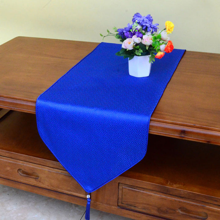 Ołtarz modlitewny Kwiat Wadżra Wzór Smoka Tybetańskie Symbole Pomyślności Frędzle Żakard Bieżnik Stołowy