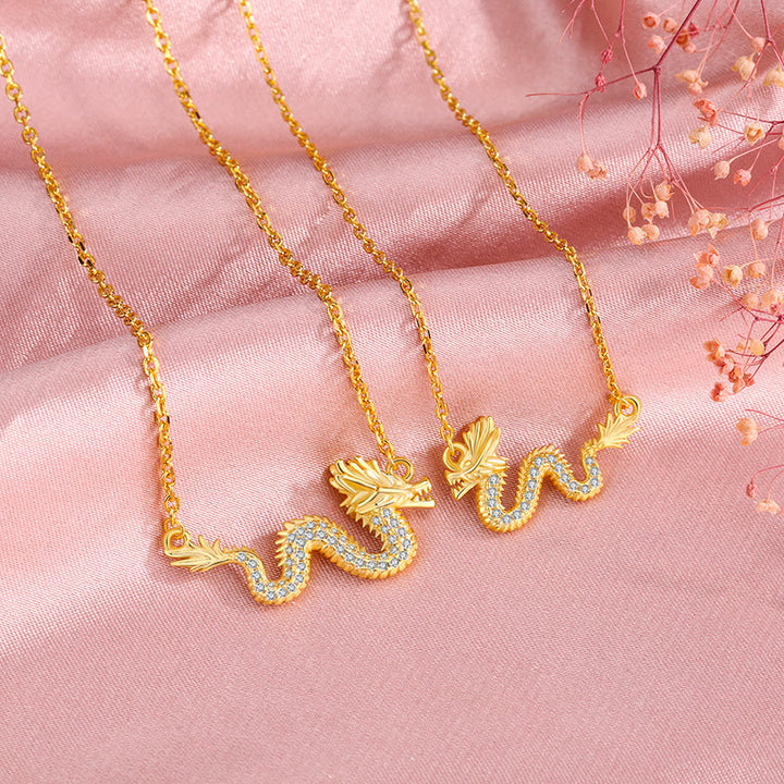 Buddha Stones 925 Srebro Sterling Rok Smoka Pomyślny Złoty Smok Szczęście Łańcuszek Naszyjnik Wisiorek - image 2