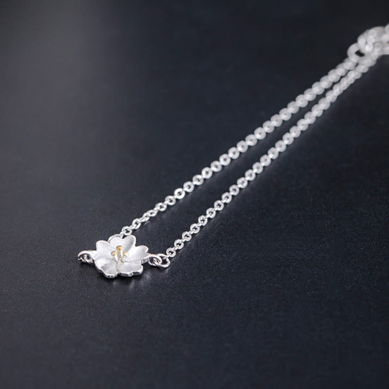 Bransoletka z łańcuszkiem z Buddha Stones 925 ze srebra próby 925 z motywem kwiatu wiśni