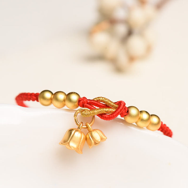 Buddha Stones Ręcznie robione Konwalia Kwiat Charm Design Szczęście Ochrona Bransoletka Pleciona