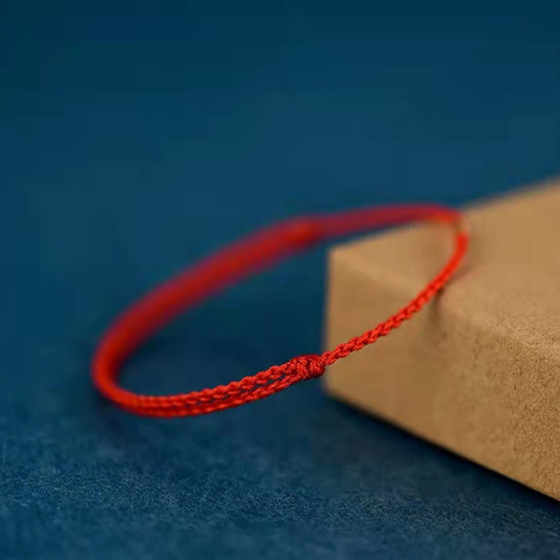 Bransoletka Buddha Stones 925 Srebro Sterlingowe Szczęśliwe Złote Koraliki Pleciony Sznurek Anklet