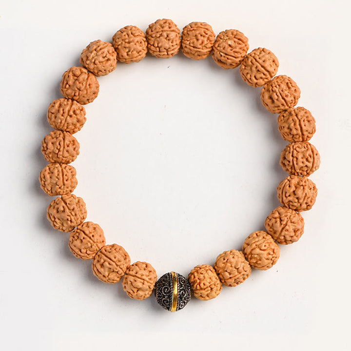 Buddha Stones Tybet Rudraksha Bodhi Seed Bransoletka Bogactwa Pomyślności