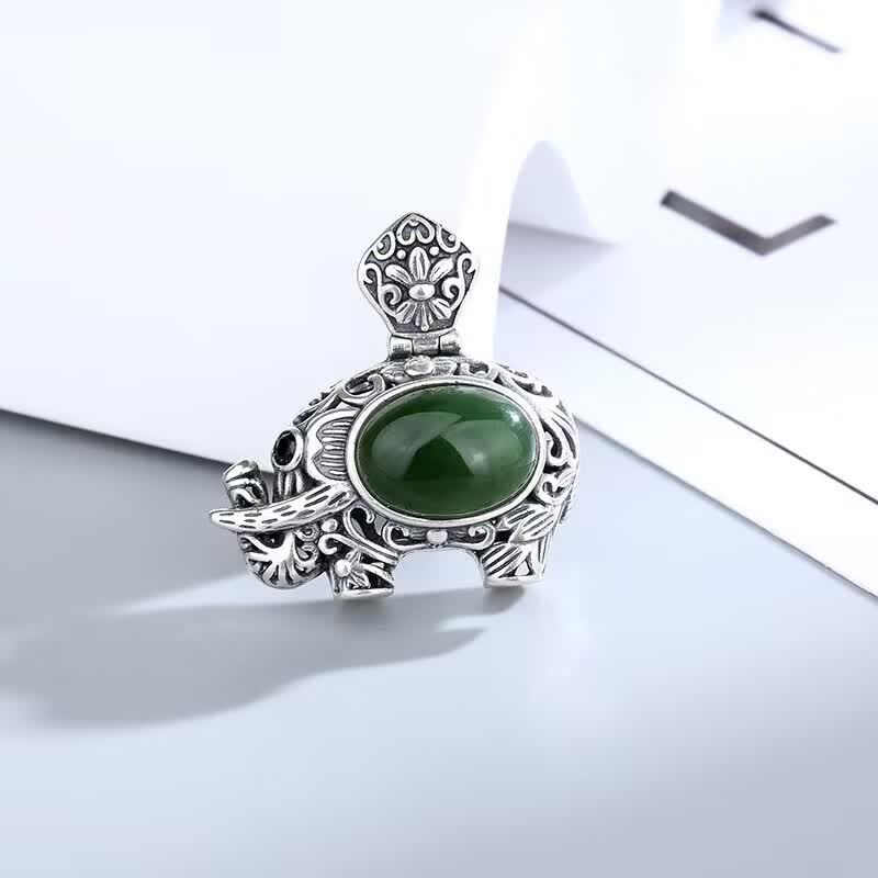925 Srebro Sterlingowe Hetian Cyan Jade Naszyjnik Słoń Sukces Wisiorek