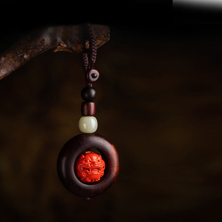 Buddha Stones Tybet Om Mani Padme Hum PiXiu Miedziana Moneta Mały Liść Czerwony Sandałowiec Cynober Ochrona Brelok