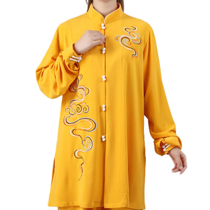 Buddha Stones Pomyślne Chmury Haft Medytacja Modlitwa Duchowy Zen Tai Chi Qigong Praktyka Unisex Zestaw Ubrań