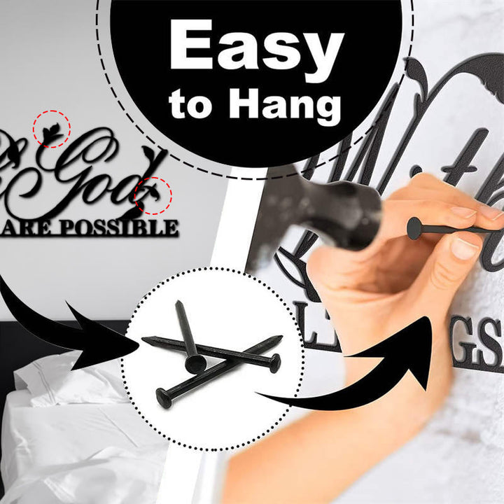 Z Bogiem wszystko jest możliwe metalowy znak ścienny