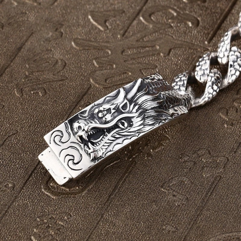 Bransoletka ochronna z grawerowanym wzorem skalnym smoka z Buddha Stones