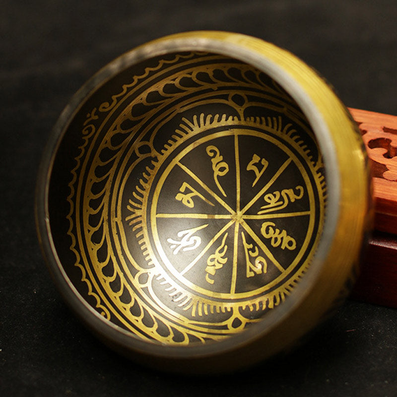 Buddha Stones Tybetańska misa dźwiękowa do medytacji, ręcznie robiona, do uzdrawiania i wspierania uważności, zestaw mis śpiewających