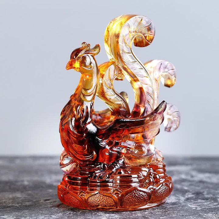 Buddha Stones Feng Shui Cztery Symbole Błękitny Smok Ręcznie Robiony Kryształ Liuli Dzieło Sztuki Dekoracja Domu Biurowego