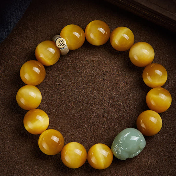 Bransoletka ochronna z jadeitu PiXiu z chińskiego zodiaku Natal Buddha Tiger Eye