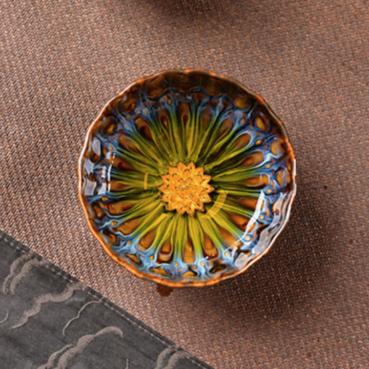 Buddha Stones Lotos Paw Smok Feniks Ryba Koi Ceramiczna filiżanka do herbaty Intarsjowane filiżanki do herbaty 120 ml