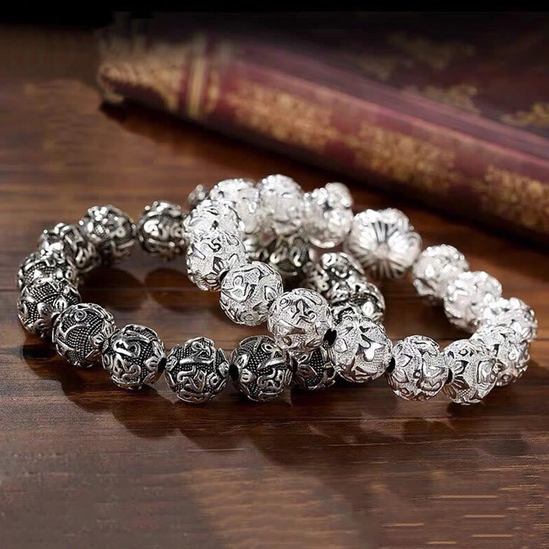 Buddha Stones Tybetańskie Om Mani Padme Hum Rzeźbione Koraliki Amulet Bransoletka