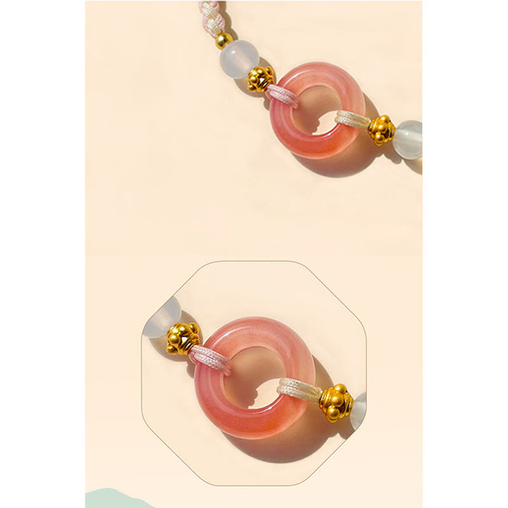 Buddha Stones Pokój i Radość Agat Klamra Pokoju Pomyślna Bransoletka Ręcznie Robiona Pleciona