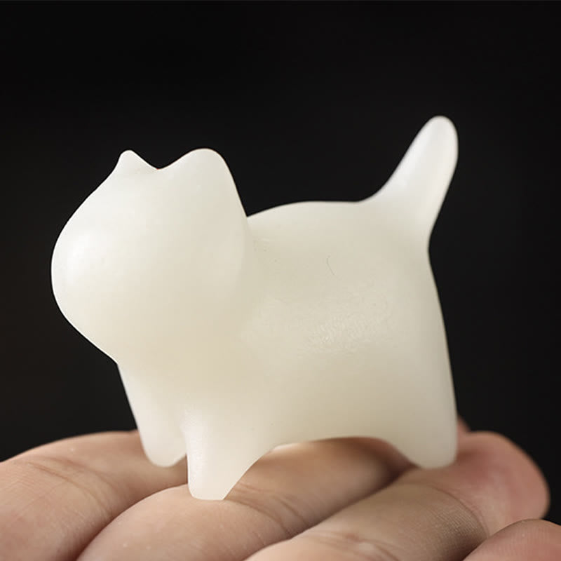 Buddha Stones 2szt. Mini słodkie koty Glowstone Luminous Lucky Cat Energy Decoration - image 6