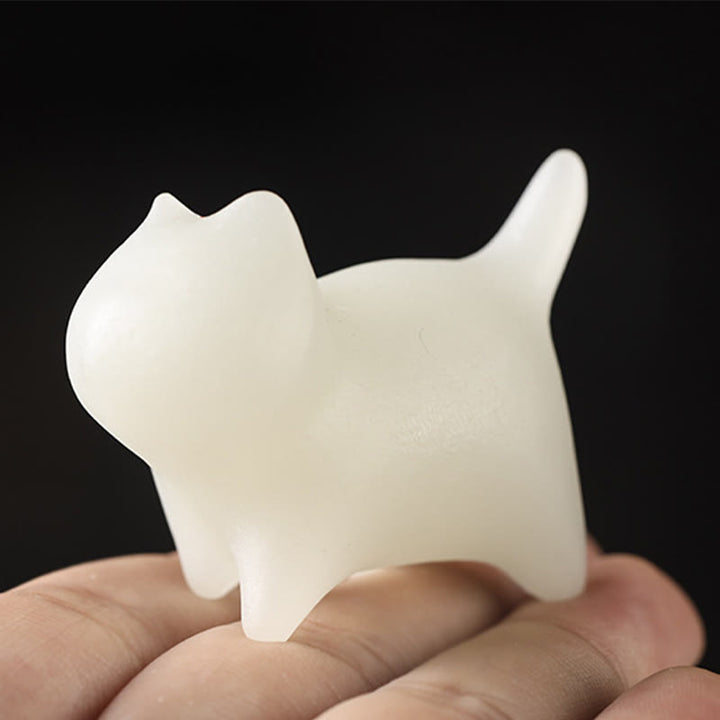 Buddha Stones 2szt. Mini słodkie koty Glowstone Luminous Lucky Cat Energy Decoration - image 6