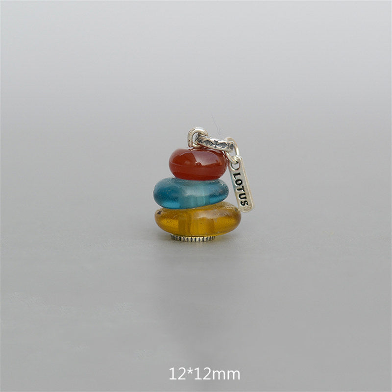 Buddha Stones Zen Cairn Labradorite Różne Kryształy Spokojny Wisiorek Naszyjnik - Wisiorek z koralików szklanych w kolorze czerwonego agatu, turkusu i bursztynu, 12*12 mm - image 15