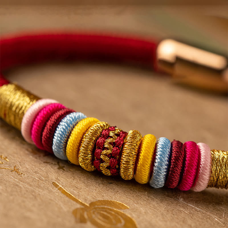 Buddha Stones Tybetańskie Ręcznie Robione King Kong Węzeł Ochrona Magnetyczna Zapięcie Bransoletka Pleciona