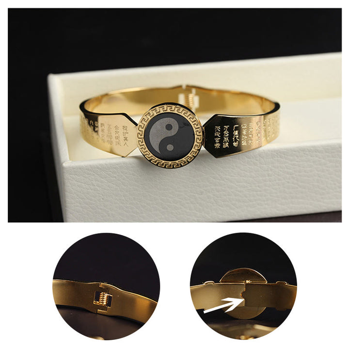 Buddha Stones Yin Yang Lotos Om Mani Padme Hum Mantra Bransoletka Harmonia ze stali tytanowej