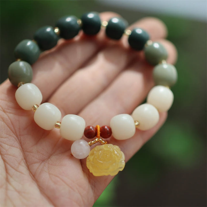 Bransoletka Buddha Stones Gradient Bodhi Seed Amber Lotus Peace
