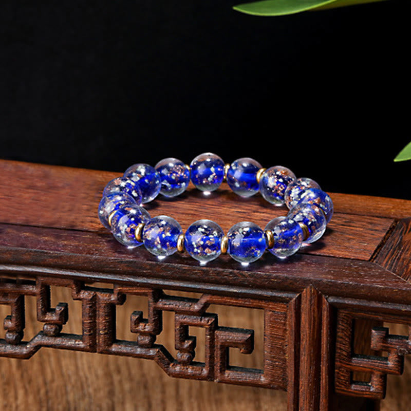 Buddha Stones Złoty Połykający Bestia Rodzina Charm Świecący Fluorescencyjny Liuli Szklany Koralik Bransoletka Sukcesu